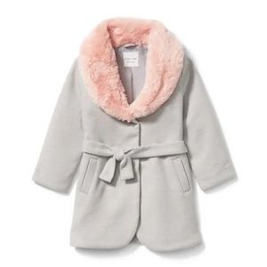 Janie and Jack Grey Faux Fur Trim Coat 2T